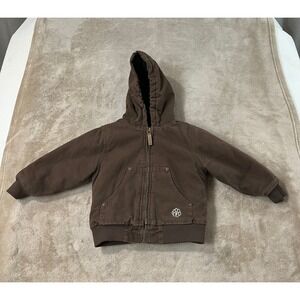 Berne Duck Hooded Work Jacket Toddler 3T Brown Insulated Coat GOOD